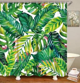 img 4 attached to LIVILAN Tropical Shower Curtain, Green Shower Curtain, Plant Shower Curtain, Leaf Shower Curtain, Botanical Shower Curtain Set With 12 Hooks, 72X84 Inches, Jungle Bathroom Decor