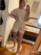 img 1 attached to Stylish Women'S Knit Sweatsuit Set With Long Sleeve Pullover Sweater Crop Top And Shorts By TECREW review by Greg Harris