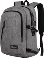 рюкзак для ноутбука mancro 17,3 дюйма, большой рюкзак для ноутбука с usb-портом для зарядки, деловой рюкзак для мужчин и женщин с защитой от кражи, прочная легкая школьная сумка для колледжа, серый логотип