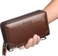 clutch handbag leather zipper business men's accessories : wallets, card cases & money organizers logo