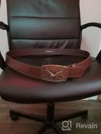 img 1 attached to Brown Leather Men's Accessories with Embossed Western Scrollwork review by Douglas First