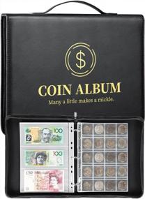 img 4 attached to Coin Collection Holder Album For Collectors - 310 Pockets, Zipper & Handle | MUDOR