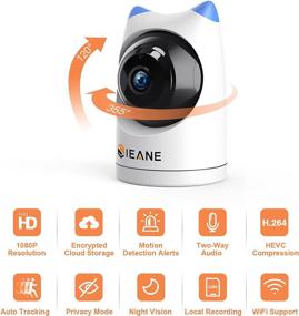 img 2 attached to 📷 Smart Pan/Tilt/Zoom Dog Camera - 1080P HD WiFi IP Surveillance Camera for Baby and Pet Monitor, Night Vision, Waterproof – 2.4GHz & 5GHz