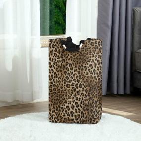 img 3 attached to Leopard Print Laundry Hamper Laundry Basket Dirty Clothes Bag Animal Skin Tiger Foldable Bucket Washing Bin Toys Storage Organizer For College Dorms, Kids Bedroom,Bathroom