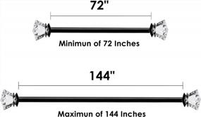 img 1 attached to QITERI Curtain Rod For Windows 72 To 144 Inch, 3/4" Diameter Window Treatment Single Rod Set With Acrylic Diamond Finials,Nickel, 2 Pack (Black, 72-144" 2 Pack)
