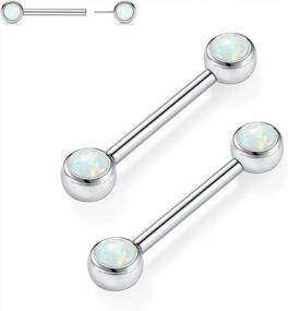 img 4 attached to Unique G23 Titanium Nipple Rings With CZ/Opal - Perfect For Men And Women Nipple Piercings!