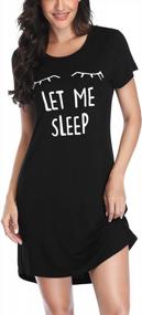 img 4 attached to Women'S Short Sleeve Nightgown Sleep Shirt Cute Print Pajamas Dress Soft Sleepwear