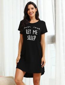 img 3 attached to Women'S Short Sleeve Nightgown Sleep Shirt Cute Print Pajamas Dress Soft Sleepwear