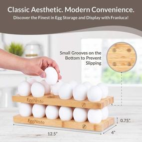 img 2 attached to Rustic Wooden Egg Holder Countertop With 2 Trays - Franluca EggNesto - Stackable 24 Egg Rack For Fresh Eggs - Perfect For Deviled Eggs - Chicken Egg Tray - 12.5X4X0.75 In.