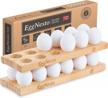 rustic wooden egg holder countertop with 2 trays - franluca eggnesto - stackable 24 egg rack for fresh eggs - perfect for deviled eggs - chicken egg tray - 12.5x4x0.75 in. logo