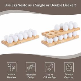 img 3 attached to Rustic Wooden Egg Holder Countertop With 2 Trays - Franluca EggNesto - Stackable 24 Egg Rack For Fresh Eggs - Perfect For Deviled Eggs - Chicken Egg Tray - 12.5X4X0.75 In.