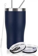 20oz navy blue lifecapido tumbler: double wall vacuum insulated, durable powder coated travel mug for hot & cold drinks! logo
