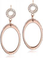 women's 14k gold rosegold white plated stainless steel drop dangle earrings geometric statement jewelry gift logo