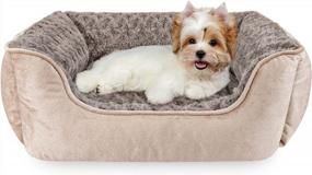 img 4 attached to JOEJOY Rectangle Dog Bed For Large Medium Small Dogs Machine Washable Sleeping Dog Sofa Bed Non-Slip Bottom Breathable Soft Puppy Bed Durable Orthopedic Calming Pet Cuddler, Multiple Size, Beige