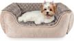 joejoy rectangle dog bed for large medium small dogs machine washable sleeping dog sofa bed non-slip bottom breathable soft puppy bed durable orthopedic calming pet cuddler, multiple size, beige logo