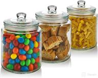 versatile 3 pc 30oz glass storage jar set: airtight food jars for pantry & countertop логотип