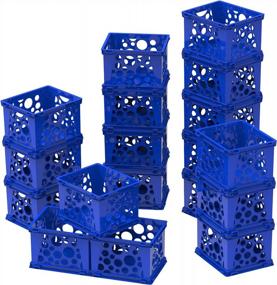 img 4 attached to Синие мини-ящики для хранения от Storex, 6,75 x 5,8 x 4,8 дюйма, 18 шт. (63102U18C)