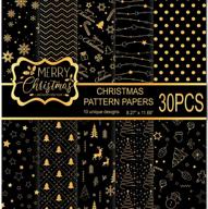 набор бумаги для рождественских выкроек - 30 листов формата a4, черно-золотая праздничная декоративная бумага для творчества с двусторонней печатью для изготовления открыток и скрапбукинга, с 10 уникальными дизайнами от miahart логотип