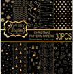 christmas pattern paper set - 30 sheets of a4 size black and gold festival decorative craft paper with double-sided printing for card making and scrapbooking, featuring 10 unique designs by miahart logo