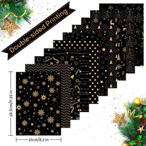 img 3 attached to Набор бумаги для рождественских выкроек - 30 листов формата A4, черно-золотая праздничная декоративная бумага для творчества с двусторонней печатью для изготовления открыток и скрапбукинга, с 10 уникальными дизайнами от MIAHART