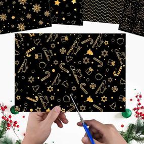 img 1 attached to Набор бумаги для рождественских выкроек - 30 листов формата A4, черно-золотая праздничная декоративная бумага для творчества с двусторонней печатью для изготовления открыток и скрапбукинга, с 10 уникальными дизайнами от MIAHART