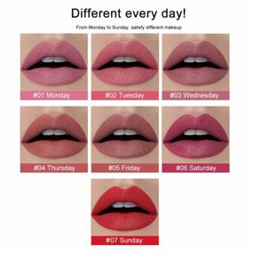 img 2 attached to 7 Colors Matte Velvet Lip Gloss Set - Long-Lasting Moisturizing Liquid Lipstick In Nude And Red Shades - Perfect Gift For Week-Long Variety