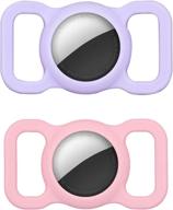 🔒 airtags case with keychain - anti-scratch protective skin cover for safety apple airtag tracking locator, anti-lost tracker finder protector (purple + pink) logo