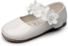 img 4 attached to Chiximaxu Girls Off-White Mary Jane Flat Shoes With Strap