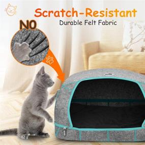 img 2 attached to 🐱 Cozy CAT Care Cat Cave Bed - Indoor Sanctuary for Cats: Removable Zipper Design, Graphene Warmth, Scratch-Resistant & Washable for Optimal Comfort