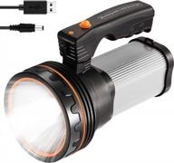 35в перезаряжаемый ручной фонарь - 9000 люмен прожектор, водонепроницаемость ipx45 и usb-выход 6600 мач для использования дома или на открытом воздухе. логотип