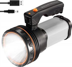 img 4 attached to 35В перезаряжаемый ручной фонарь - 9000 люмен прожектор, водонепроницаемость IPX45 и USB-выход 6600 мАч для использования дома или на открытом воздухе.