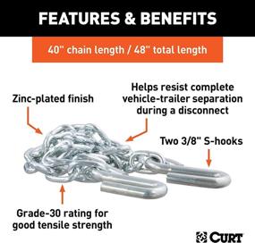 img 1 attached to 🔗 CURT 80010 48-Inch Trailer Safety Chain, 3/8-Inch S-Hooks, 2,000 lbs Break Strength