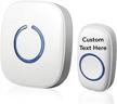 create a personalized alert with model c waterproof wireless doorbell in white with custom text label logo