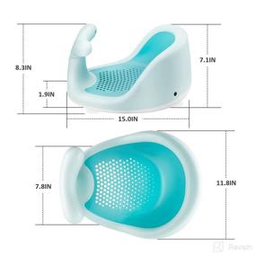 img 2 attached to 🐳 Whale Shape Baby Bath Seat for Sit-Up 6-18 Months with 4 Suction Cups Stability - Includes 3 Turtle Bath Toys, Shower Cap, and Bath Brush (Green)