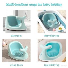 img 1 attached to 🐳 Whale Shape Baby Bath Seat for Sit-Up 6-18 Months with 4 Suction Cups Stability - Includes 3 Turtle Bath Toys, Shower Cap, and Bath Brush (Green)