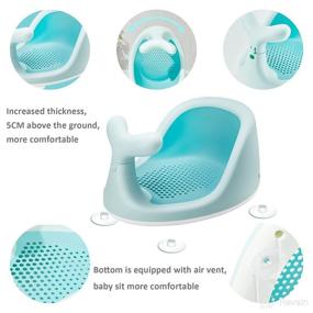img 3 attached to 🐳 Whale Shape Baby Bath Seat for Sit-Up 6-18 Months with 4 Suction Cups Stability - Includes 3 Turtle Bath Toys, Shower Cap, and Bath Brush (Green)