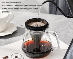 img 1 attached to Stainless Steel Coffee Filter With Wooden Spoon - Paperless 1-2 Cup Micage Drip Filter That Fits Most Cups - Black Color
