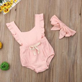 img 1 attached to Cute And Comfy Yoawdats Romper For Baby Girls With Ruffle Sleeves And Headband