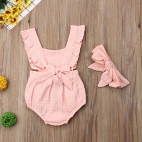img 2 attached to Cute And Comfy Yoawdats Romper For Baby Girls With Ruffle Sleeves And Headband