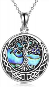 img 4 attached to 925 Sterling Silver Celtic Knot Pendant Necklace With Abalone Shell - Tree Of Life Jewelry For Women