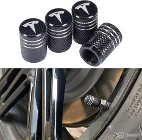 img 4 attached to 🔩 Enhance Your Tesla Model Y X S 3 with VIHIMAI 4PCS Black Aluminum Alloy Valve Stem Cap Decorative Accessory