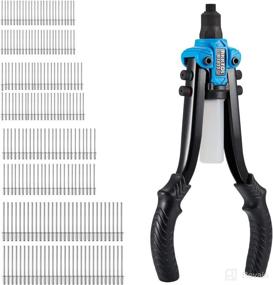 img 4 attached to 🔧 AKKTOL Pop Rivet Gun Kit: Heavy Duty 1/4" Hand Riveter with 5 Interchangeable Heads - 210 Rivets Included