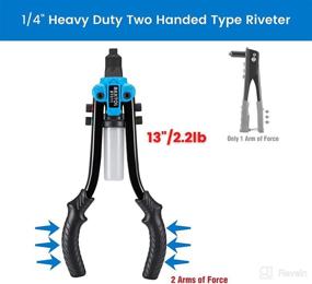 img 3 attached to 🔧 AKKTOL Pop Rivet Gun Kit: Heavy Duty 1/4" Hand Riveter with 5 Interchangeable Heads - 210 Rivets Included