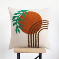 boho pillow covers 18x18 with soft mid century geometric leaves design - modern aesthetic decorative throw pillows for couch, bed, sofa, bedroom - 1 piece (pillow cover only) by merrycolor logo