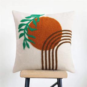 img 4 attached to Boho Pillow Covers 18X18 With Soft Mid Century Geometric Leaves Design - Modern Aesthetic Decorative Throw Pillows For Couch, Bed, Sofa, Bedroom - 1 Piece (Pillow Cover Only) By Merrycolor