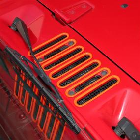 img 2 attached to 🍊 SQQP Hood Vent Cover Cowl Panel Trim, ABS Exterior Accessories for 07-17 Jeep Wrangler JK JKU 2/4-Door (Orange)