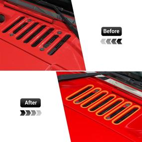 img 3 attached to 🍊 SQQP Hood Vent Cover Cowl Panel Trim, ABS Exterior Accessories for 07-17 Jeep Wrangler JK JKU 2/4-Door (Orange)