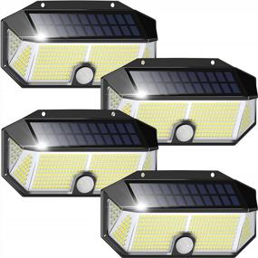 img 4 attached to Otdair 310 LED Solar Lights Outdoor, Solar Motion Lights With 3 Lighting Modes, IP65 Waterproof Solar Security Light Solar Wall Light For Garden, Yard, Patio, Garage, Pathway 4Pack