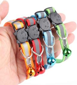 img 2 attached to Yesland 12 Pack Cat Collar with Bell, Reflective &amp; Adjustable Breakaway - Mixed Colors, Safe Nylon Collars for Cats or Small Dogs