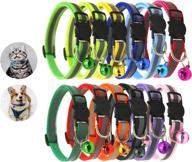 yesland 12 pack cat collar with bell, reflective &amp; adjustable breakaway - mixed colors, safe nylon collars for cats or small dogs логотип